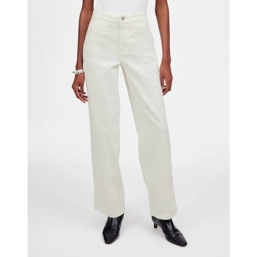 NWT Madewell The Emmett Wide-Leg Pant Corduroy Welt Pocket Edition White Size 32